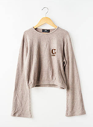 Pull coupe droite manches longues beige LE TEMPS DES CERISES fille