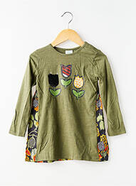 Robe mi-longue col rond manches longues vert BOBOLI fille