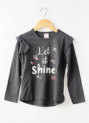 T-shirt coupe droite manches longues gris BOBOLI fille
