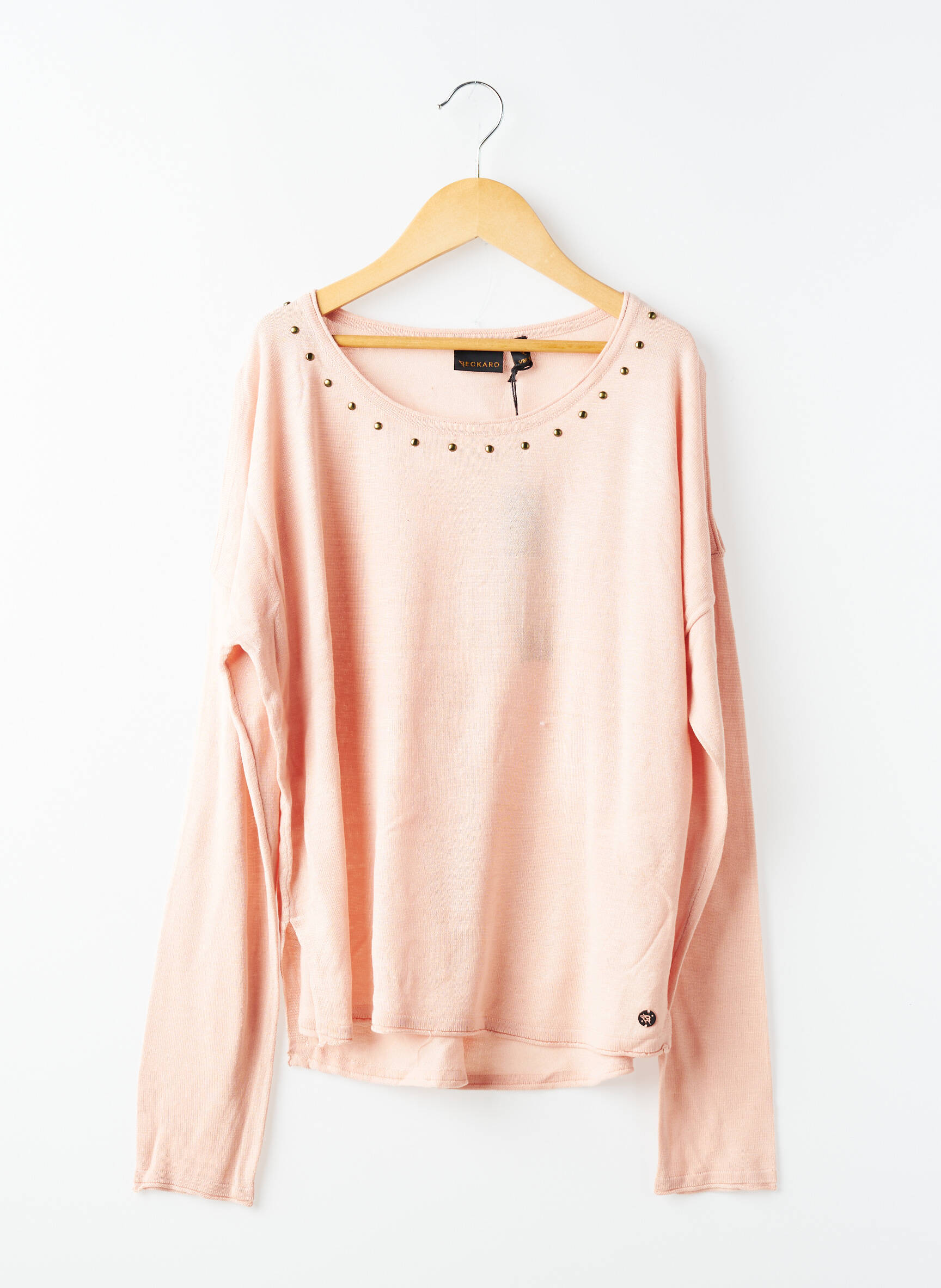 Pull coupe droite manches longues rose BECKARO fille