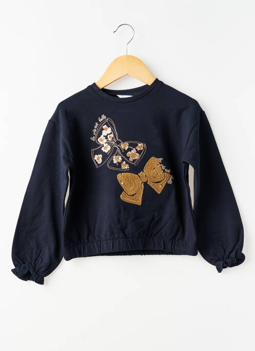Sweat-shirt broderie manches longues bleu MAYORAL fille