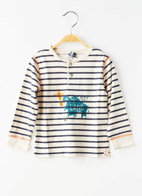 T-shirt manches longues manches longues beige 3 POMMES garcon