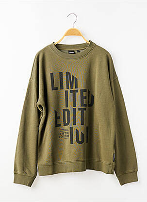 Sweat-shirt sérigraphie floquée manches longues vert LE TEMPS DES CERISES garcon