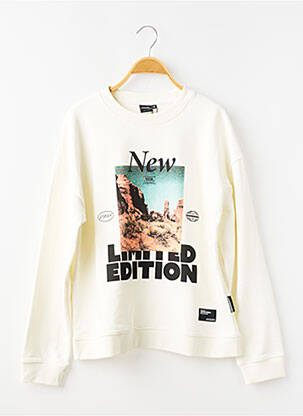 Sweat-shirt coupe droite manches longues blanc LE TEMPS DES CERISES garçon