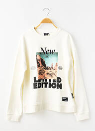 Sweat-shirt sérigraphie floquée manches longues blanc LE TEMPS DES CERISES garcon