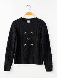 Pull manches longues manches longues noir BOBOLI fille