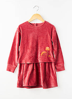Robe courte coupe droite manches longues rouge BOBOLI fille
