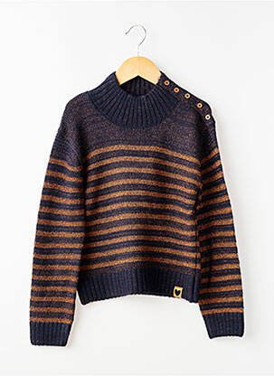 Pull coupe droite manches longues bleu BOBOLI fille