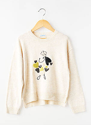 Pull coupe droite manches longues beige MAYORAL fille