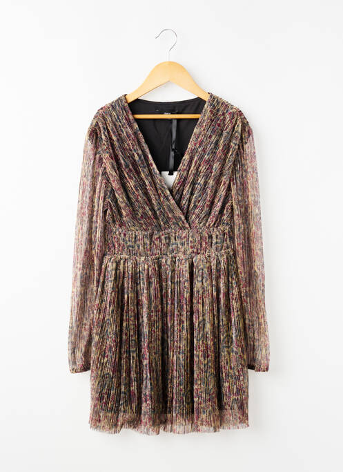 Robe courte imprimé fantaisie manches longues marron LE TEMPS DES CERISES fille