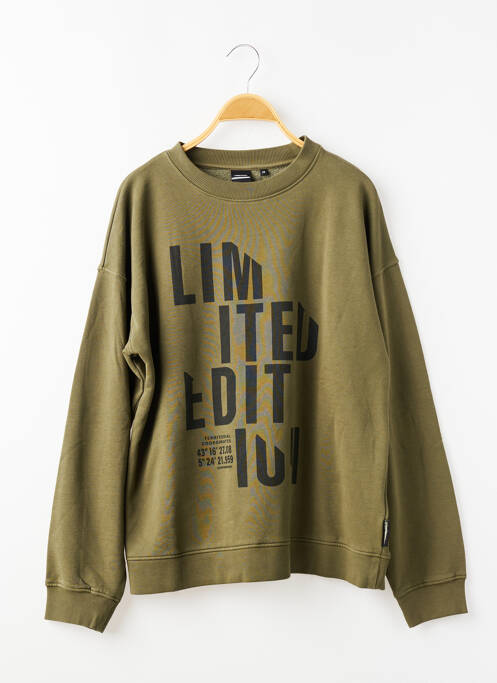 Sweat-shirt sérigraphie floquée manches longues vert LE TEMPS DES CERISES garcon