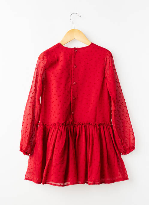 Robe courte coupe droite manches longues rouge BOBOLI fille