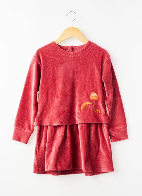 Robe courte coupe droite manches longues rouge BOBOLI fille