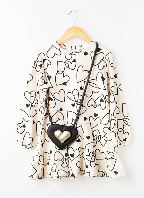 Robe courte imprimé fantaisie manches longues beige MAYORAL fille
