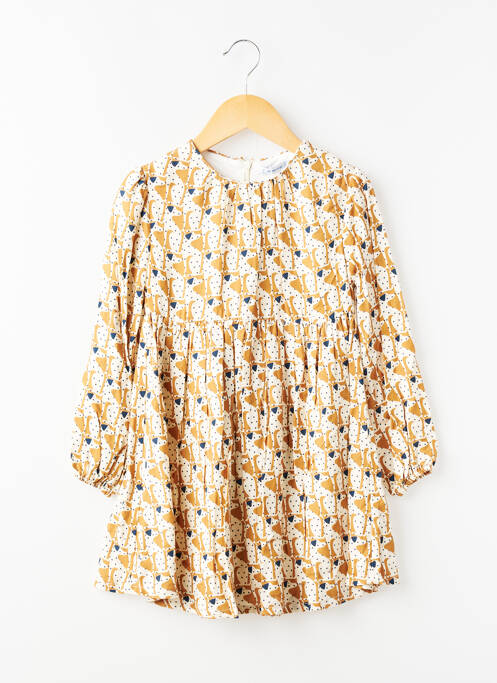 Robe mi-longue fermeture zippée au dos manches longues blanc MAYORAL fille