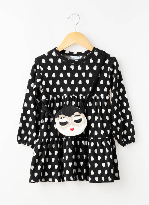 Robe courte imprimé fantaisie manches longues noir MAYORAL fille