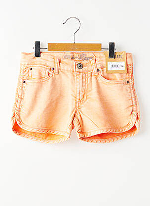 Short stretch taille ajustable orange BECKARO fille