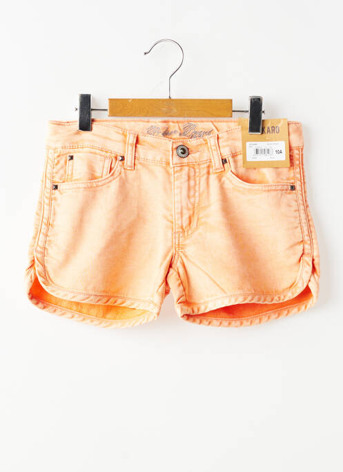 Short stretch taille ajustable orange BECKARO fille
