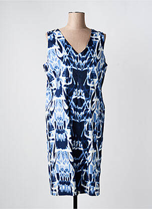 Robe mi-longue imprimé fantaisie sans manche bleu JUMFIL femme
