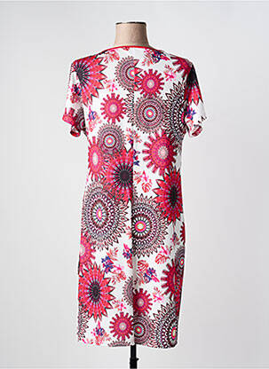 Robe mi-longue imprimé fleurs manches courtes rose JUMFIL femme