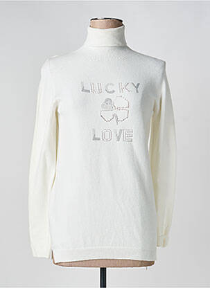 Pull col roulé coupe cintrée manches longues blanc FUEGO WOMAN femme