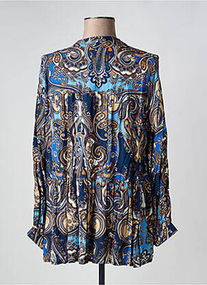 Blouse imprimé fantaisie manches longues bleu QUATTRO femme