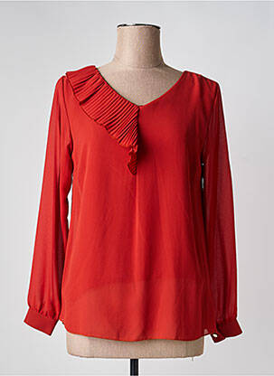 Blouse poignets boutonnés avec fente manches longues orange QUATTRO femme