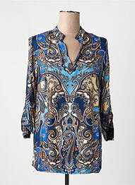 Blouse imprimé fantaisie manches longues bleu QUATTRO femme