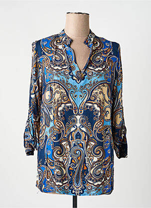 Blouse imprimé fantaisie manches longues bleu QUATTRO femme