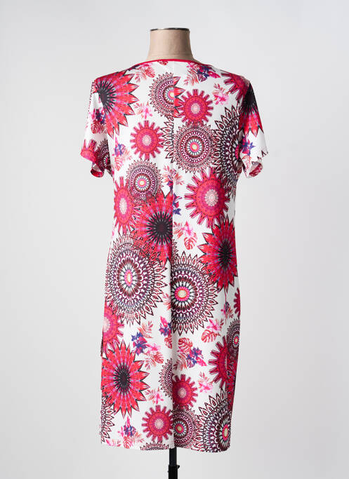 Robe mi-longue imprimé fleurs manches courtes rose JUMFIL femme
