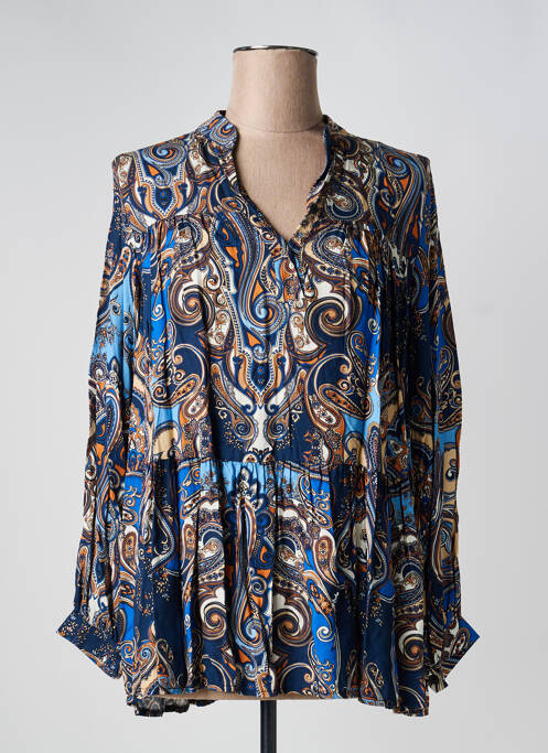 Blouse imprimé fantaisie manches longues bleu QUATTRO femme