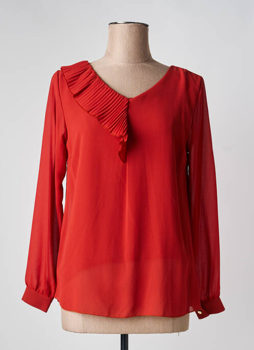 Blouse poignets boutonnés avec fente manches longues orange QUATTRO femme