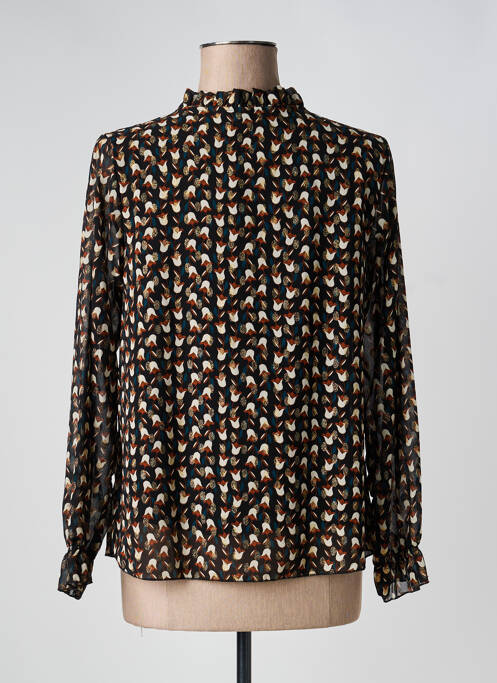 Blouse imprimé fantaisie manches longues noir QUATTRO femme
