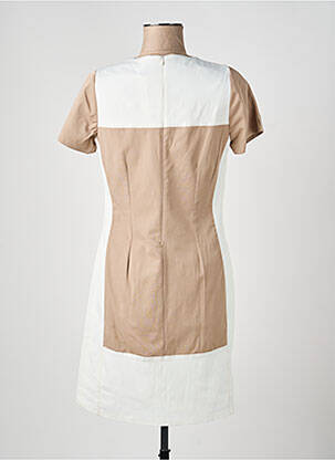 Robe mi-longue imprimé fantaisie manches courtes beige JUMFIL femme