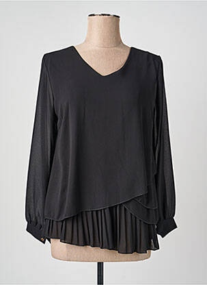 Blouse col rond manches longues noir QUATTRO femme