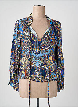 Blouse imprimé fantaisie manches longues bleu QUATTRO femme