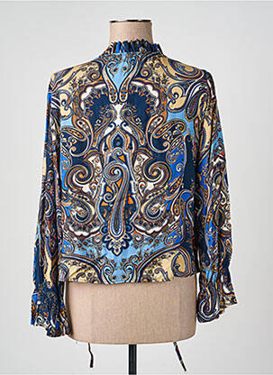 Blouse imprimé fantaisie manches longues bleu QUATTRO femme