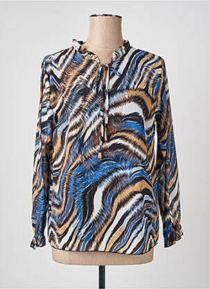 Blouse imprimé fantaisie manches longues bleu QUATTRO femme