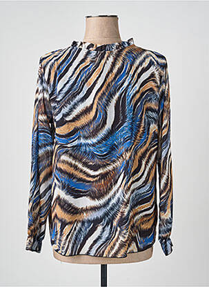 Blouse imprimé fantaisie manches longues bleu QUATTRO femme