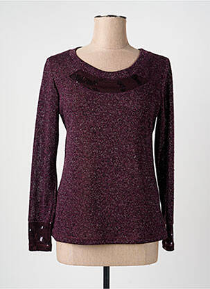 Pull coupe droite manches longues violet QUATTRO femme
