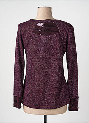 Pull col rond manches longues violet QUATTRO femme