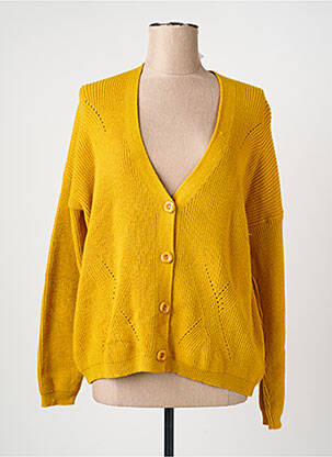Gilet manches longues fermeture boutonnée sur le devant jaune SHARON'S femme