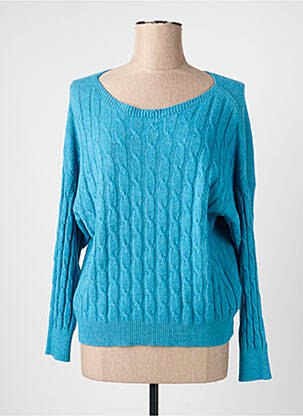 Pull coupe droite manches longues bleu QUATTRO femme