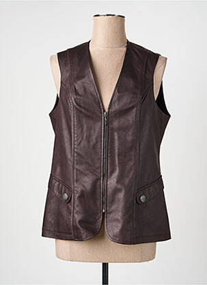 Veste simili cuir poches marron JUMFIL femme