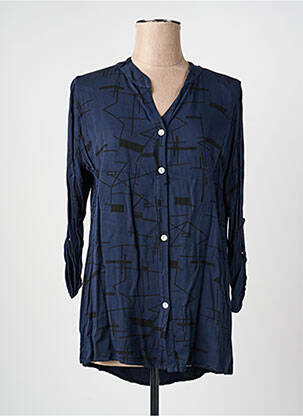 Chemisier imprimé fantaisie manches longues bleu QUATTRO femme