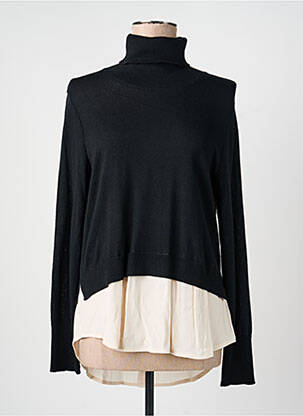 Pull col roulé manches longues manches longues noir MARIA BELLENTANI femme