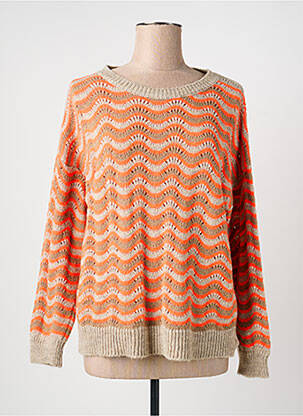 Pull col rond manches longues orange QUATTRO femme