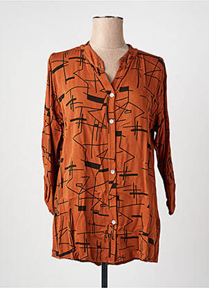Chemisier coupe cintrée manches longues marron QUATTRO femme