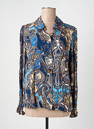 Chemisier imprimé fantaisie manches longues bleu QUATTRO femme