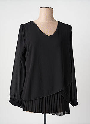 Blouse col rond manches longues noir QUATTRO femme
